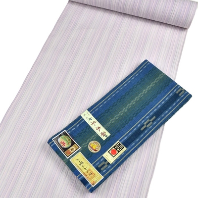 八重山ミンサー 半幅帯 藍 緑 グラデーション 草木染｜石垣市織物事業